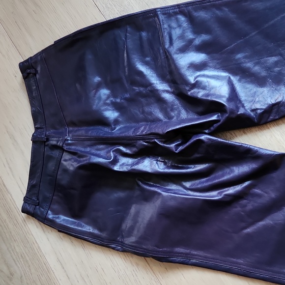 Vintage Elements by Vakko Leather Pants in Aubergine - Picture 5 of 15